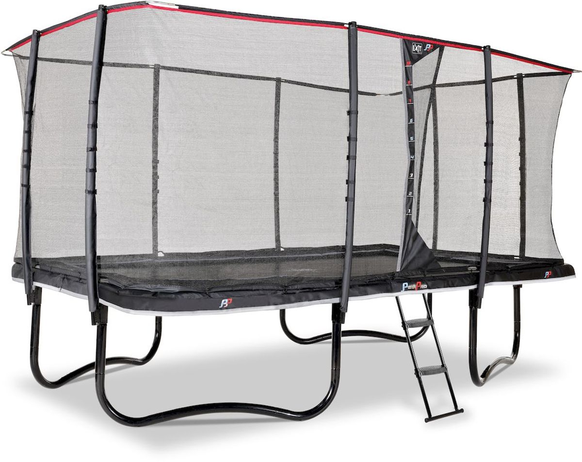 Exit PeakPro trampoline met net en ladder - 427 x 244 cm - Zwart