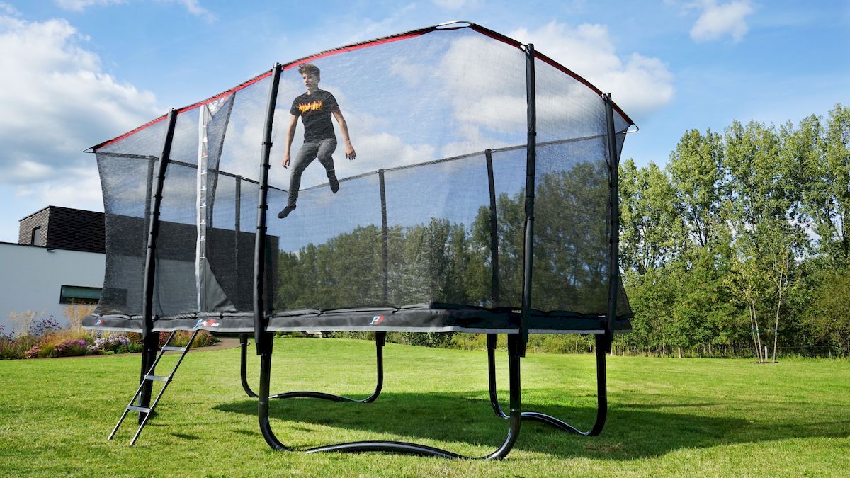 Exit PeakPro trampoline met net en ladder - 427 x 244 cm - Zwart - trampoline in tuin
