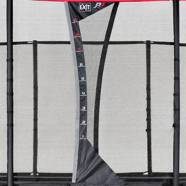 Exit PeakPro trampoline met net en ladder - 427 x 244 cm - Zwart - met veiligheidsnet met overlappende deur en sprongmeter