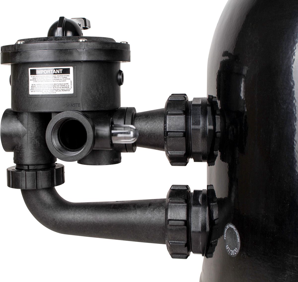 AQS Polyester side mount zandfilter 22m³ - 6 wegkraan