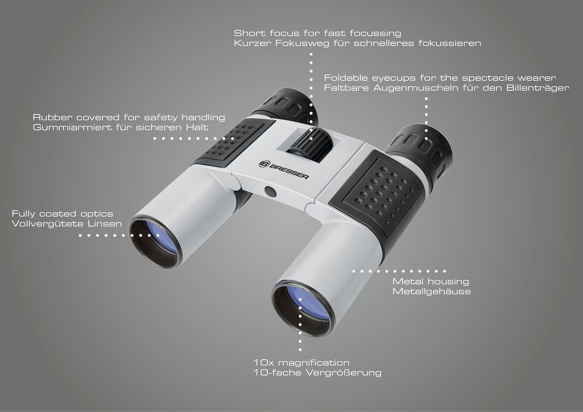 Bresser Topas 10x25 verrekijker - zilver - specs