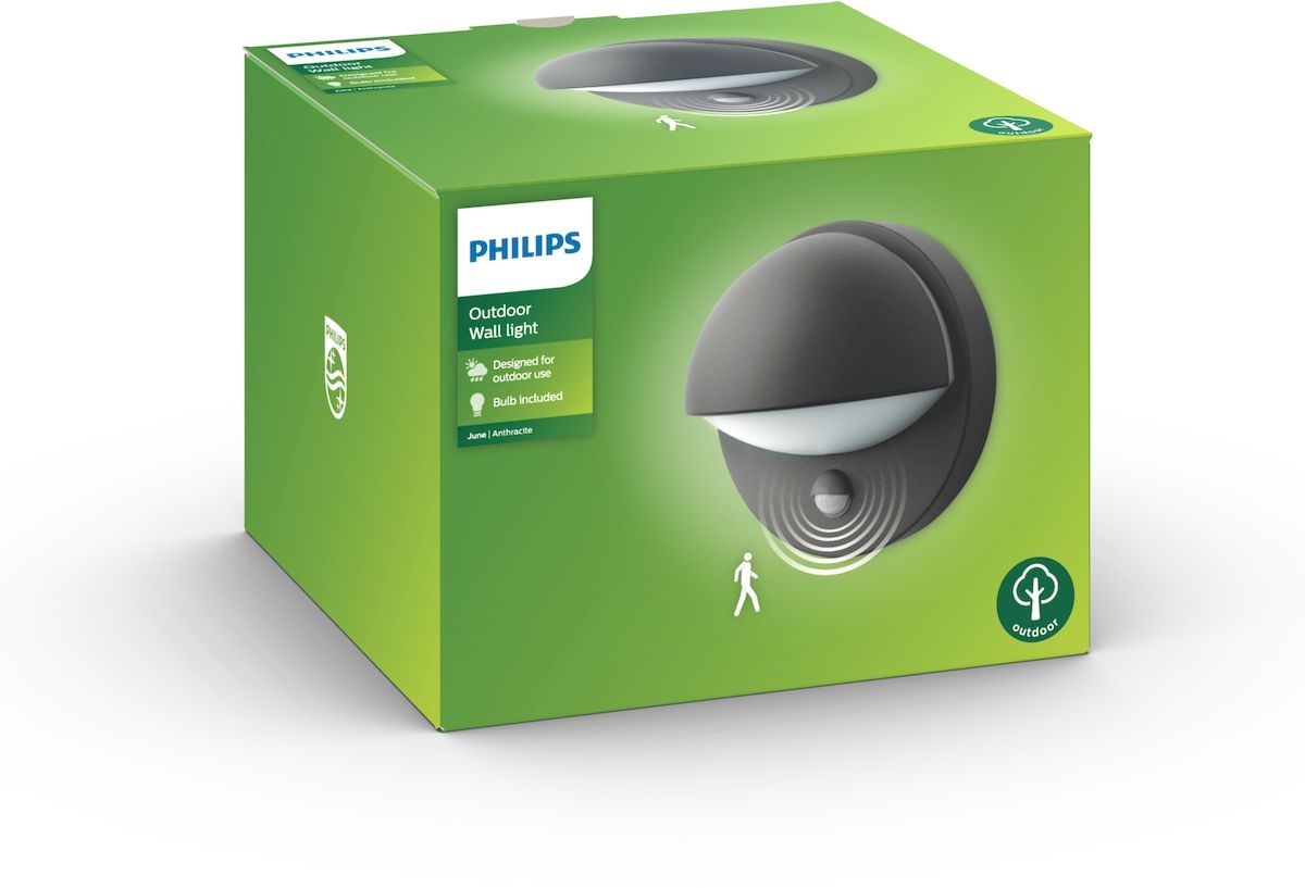 Philips myGarden June E27 sensor wandlamp - Antraciet