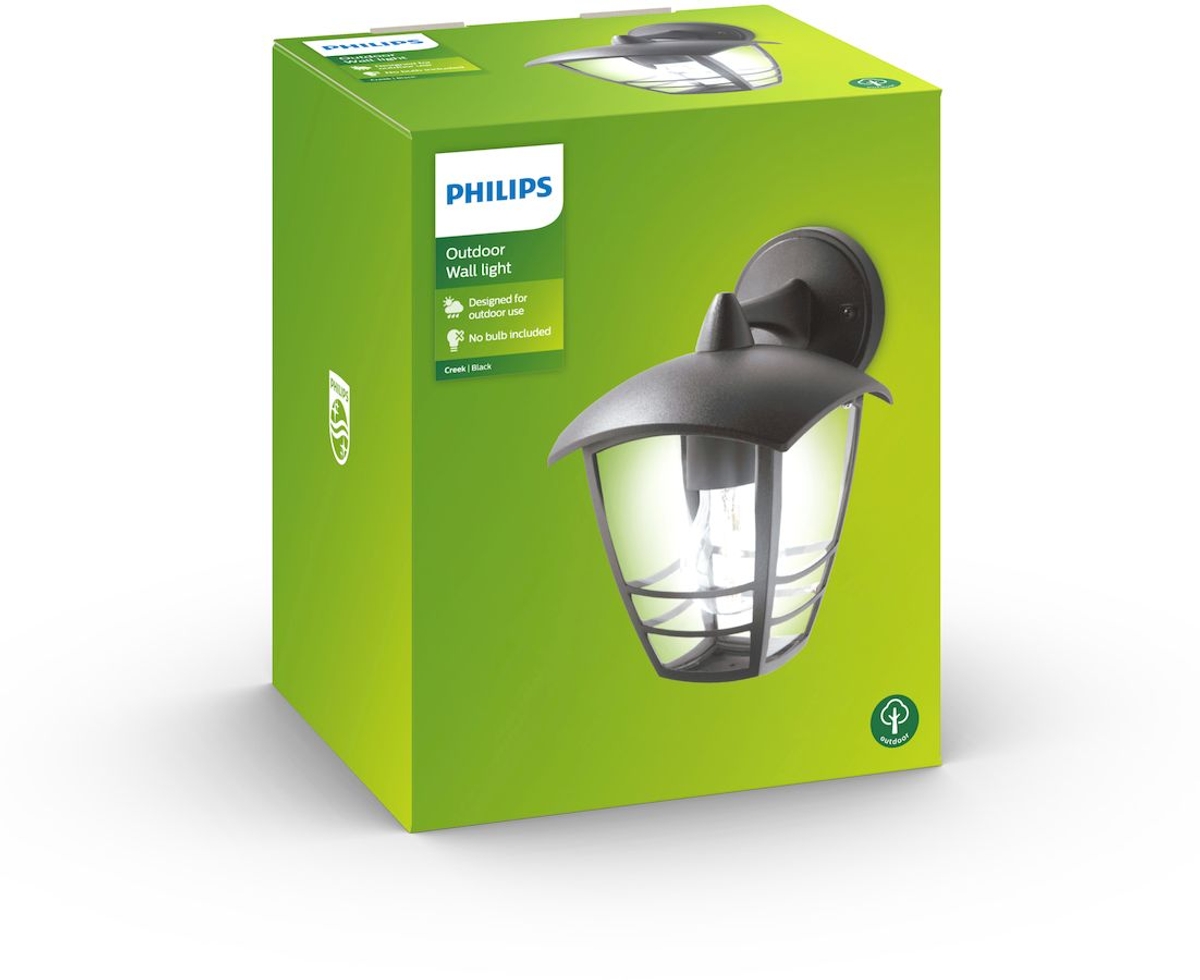 Philips myGarden Creek Down E27 wandlamp - Zwart - verpakking
