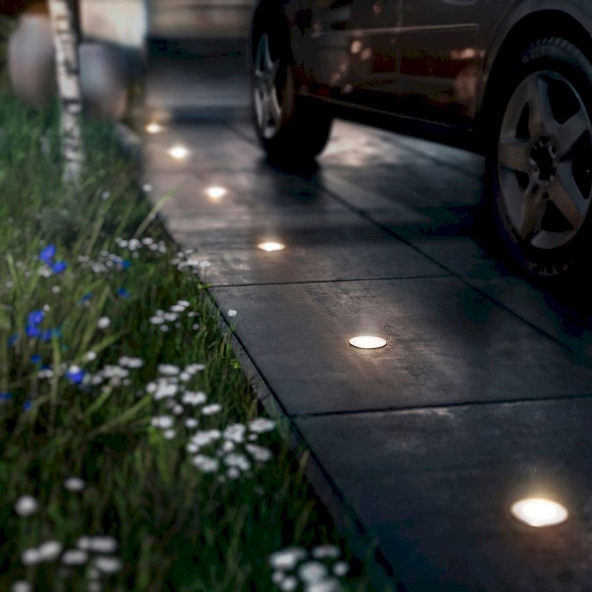 Philips myGarden Moss led inbouwspot - Wit sfeerimpressie avond