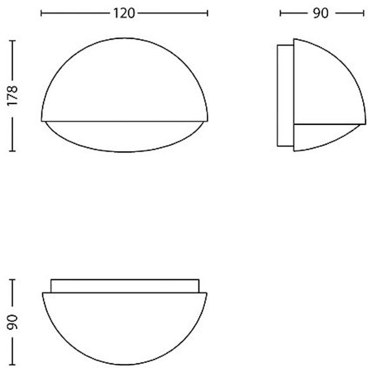 Philips myGarden Dust led wandlamp - antraciet afmetingen