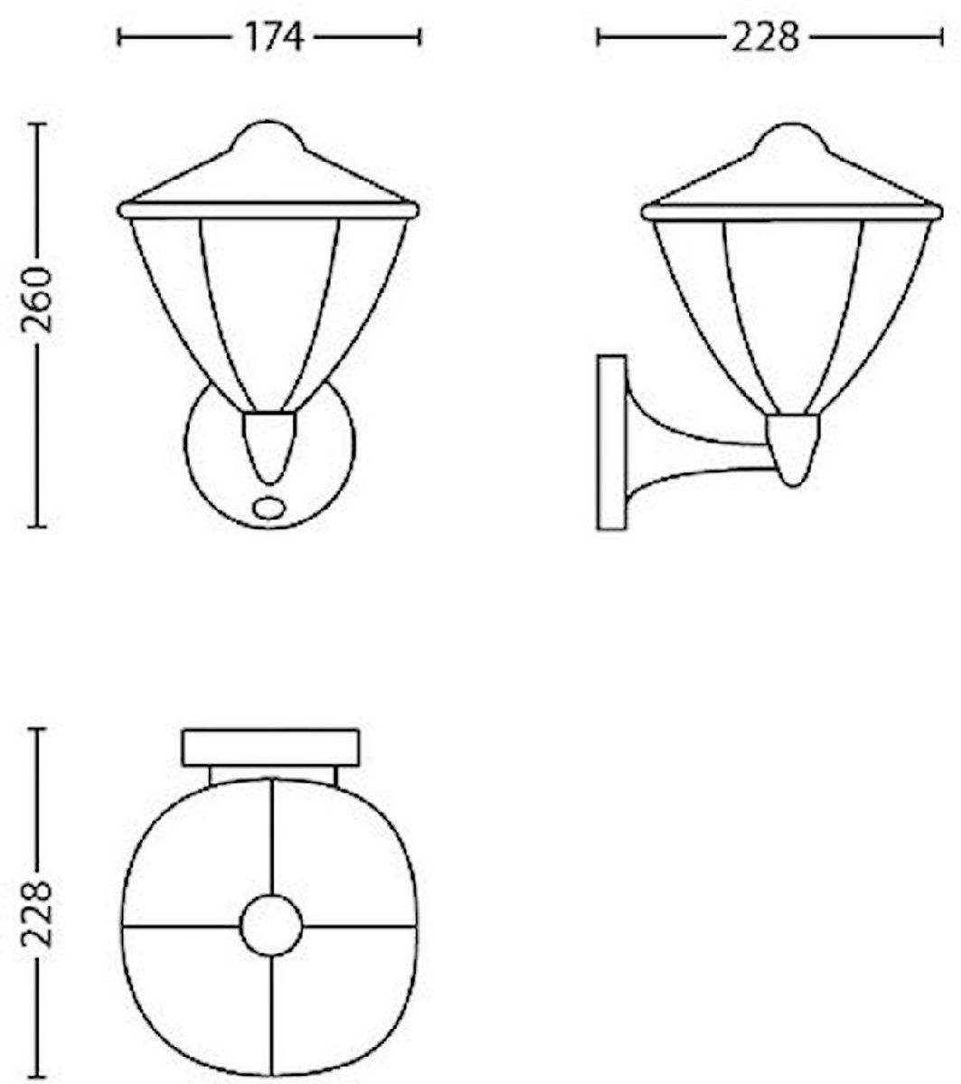 Philips mygarden robin led wandlamp - Zwart afmetingen