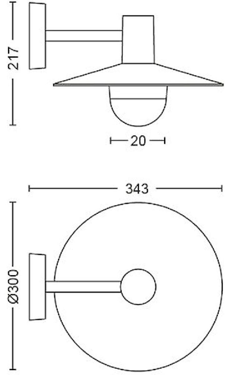 Philips myGarden skua led wandlamp - Zwart afmetingen