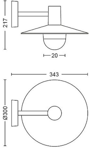 Philips myGarden skua led wandlamp - Zwart afmetingen