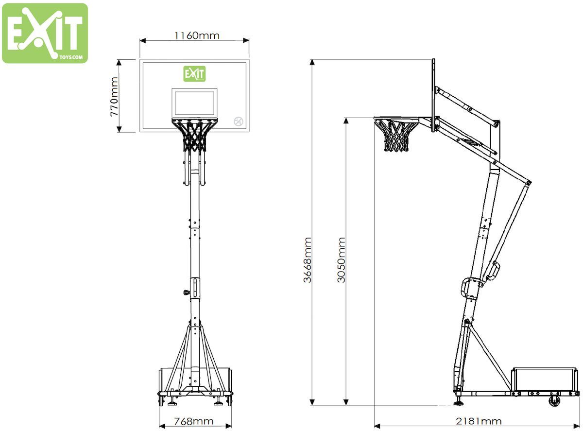 EXIT Galaxy verplaatsbaar basketbalbord met dunkring  bouwtekening