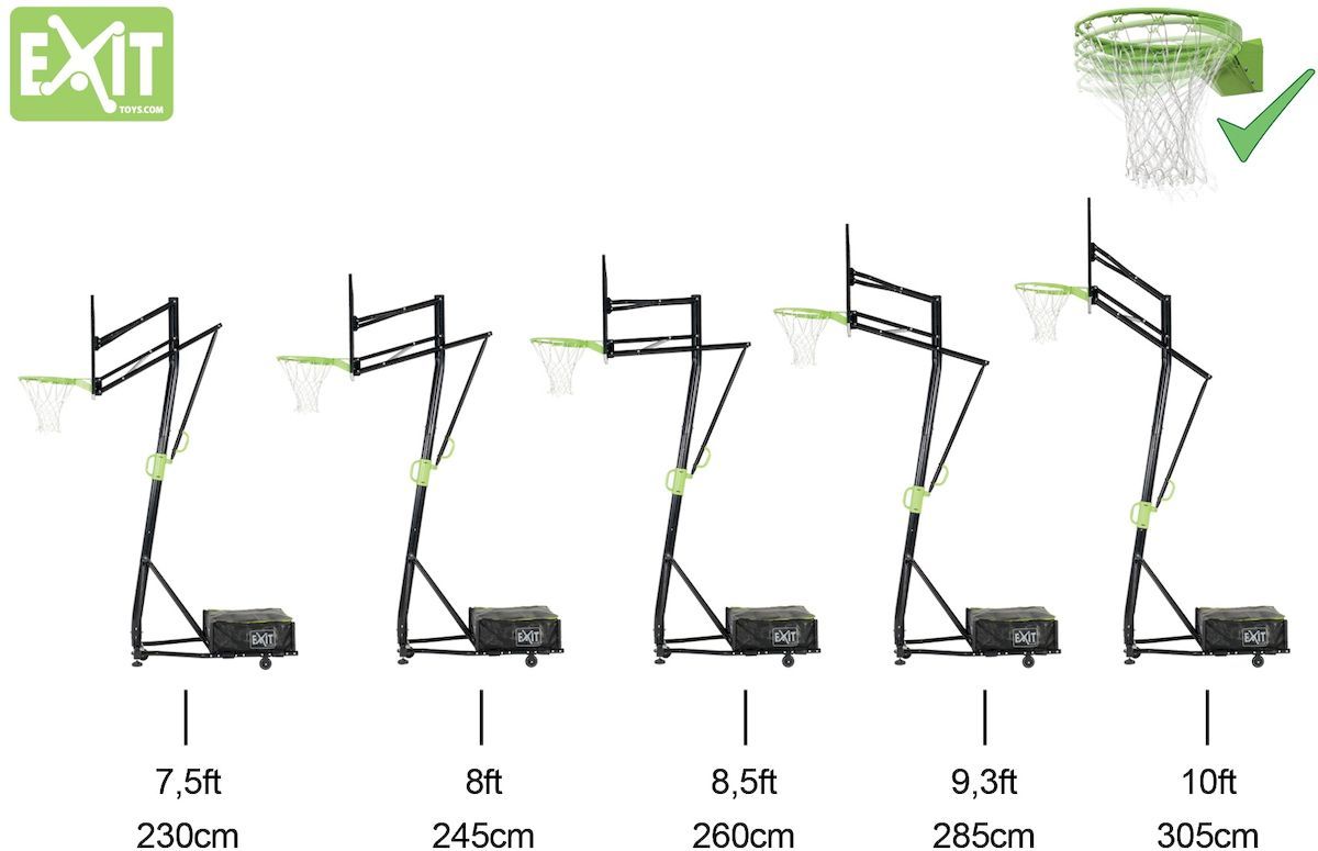 EXIT Galaxy verplaatsbaar basketbalbord met dunkring hoogte verstelbaar