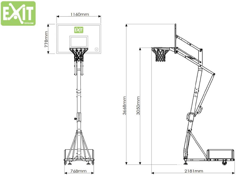 EXIT Galaxy verplaatsbaar basketbalbord met dunkring  bouwtekening