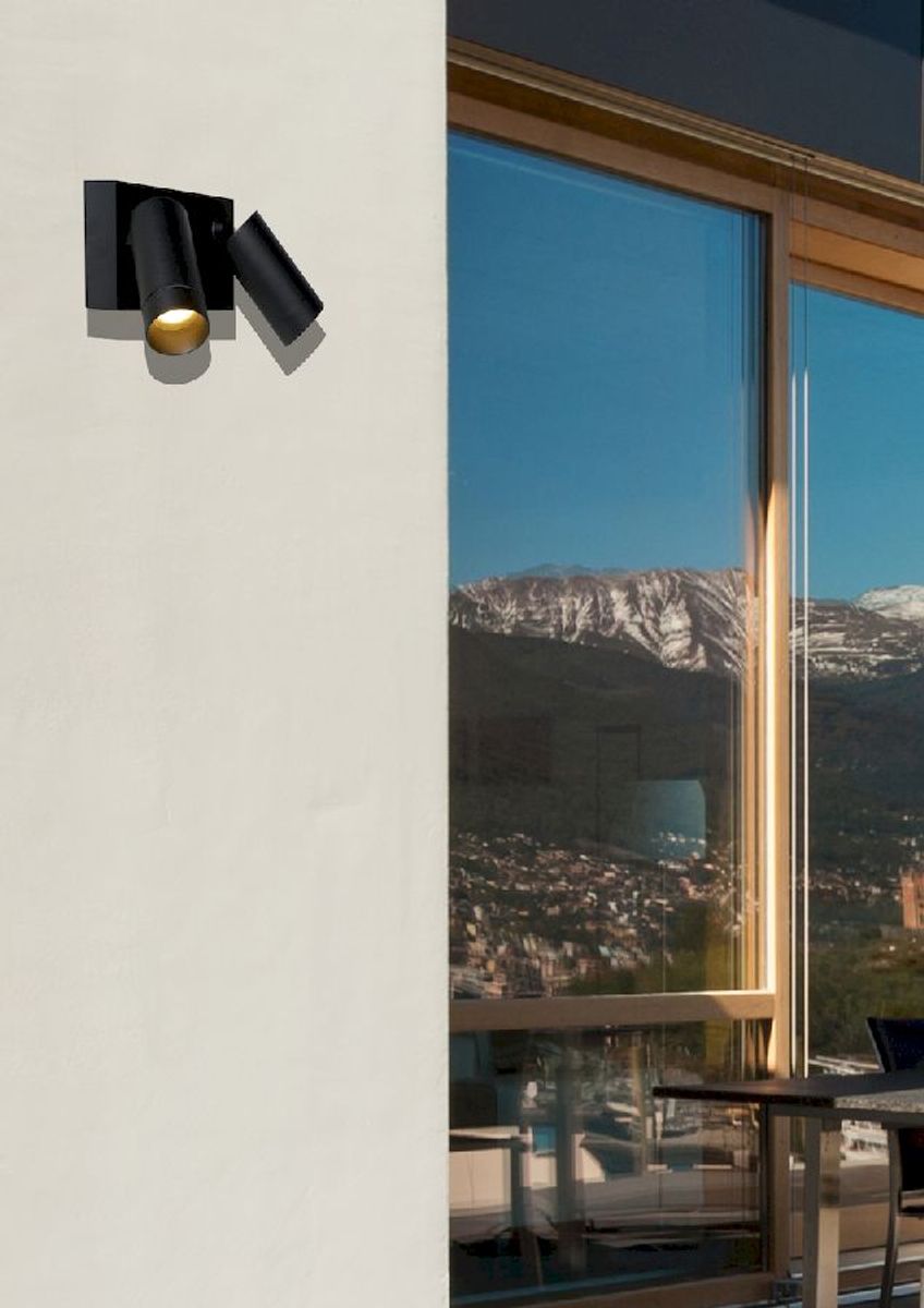 Lucide Taylor GU10 sensor wandspot - 2 spots - Zwart, sfeerfoto