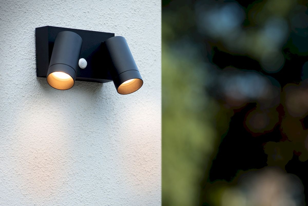 Lucide Taylor GU10 sensor wandspot - 2 spots - Zwart