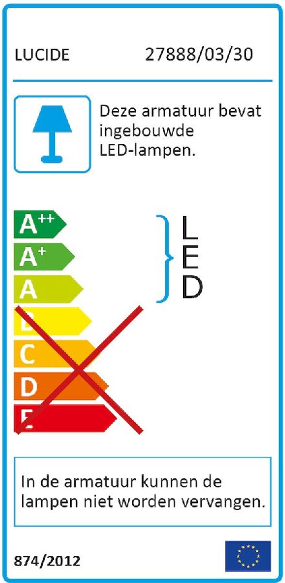 Lucide Justin led tafellamp - Zwart - energielabel