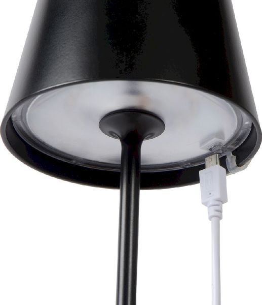 Lucide Justin led tafellamp - Zwart - tafellamp voor buiten op accu met usb-kabel