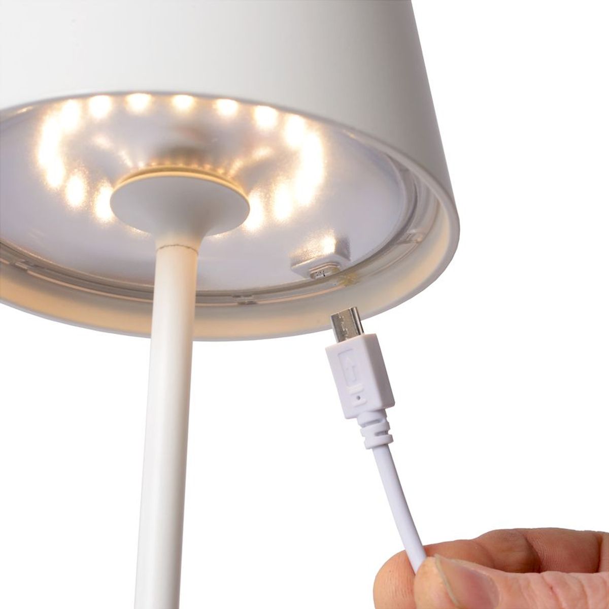 Lucide Justin led tafellamp - Wit - buitenlamp op accu