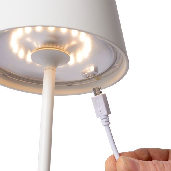 Lucide Justin led tafellamp - Wit - buitenlamp op accu