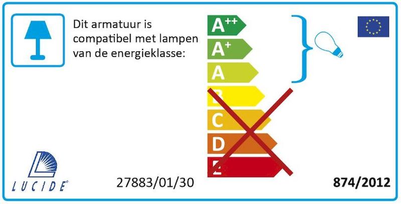 Lucide Claire E27 wandlamp - Antraciet, energielabel