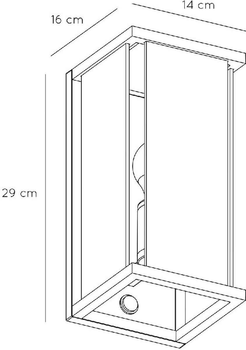 Lucide Claire E27 wandlamp met sensor - Antraciet - Afmetingen