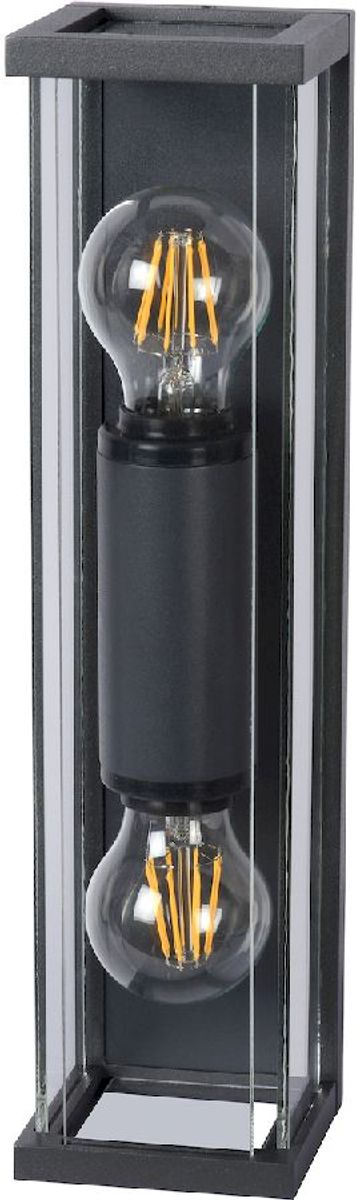 Lucide Claire Mini E27 wandlamp - 2 spots - Antraciet, lamp uit