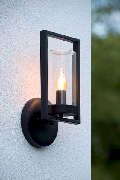 Lucide Nispen E14 wandlamp - Zwart, sfeerfoto 1