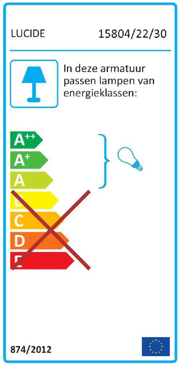 Lucide Cadix E27 sokkellamp - 22 cm - Zwart - energielabel