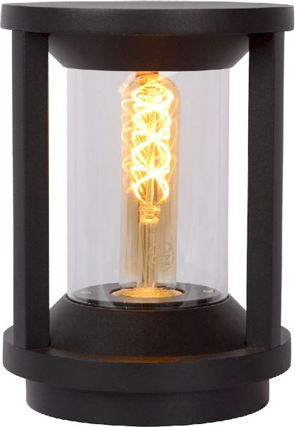 Lucide Cadix E27 sokkellamp - 22 cm - Zwart - Aan