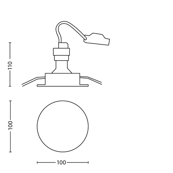 Philips myGarden Fresco GU10 inbouwspot - Roestvrij staal  - technische tekening