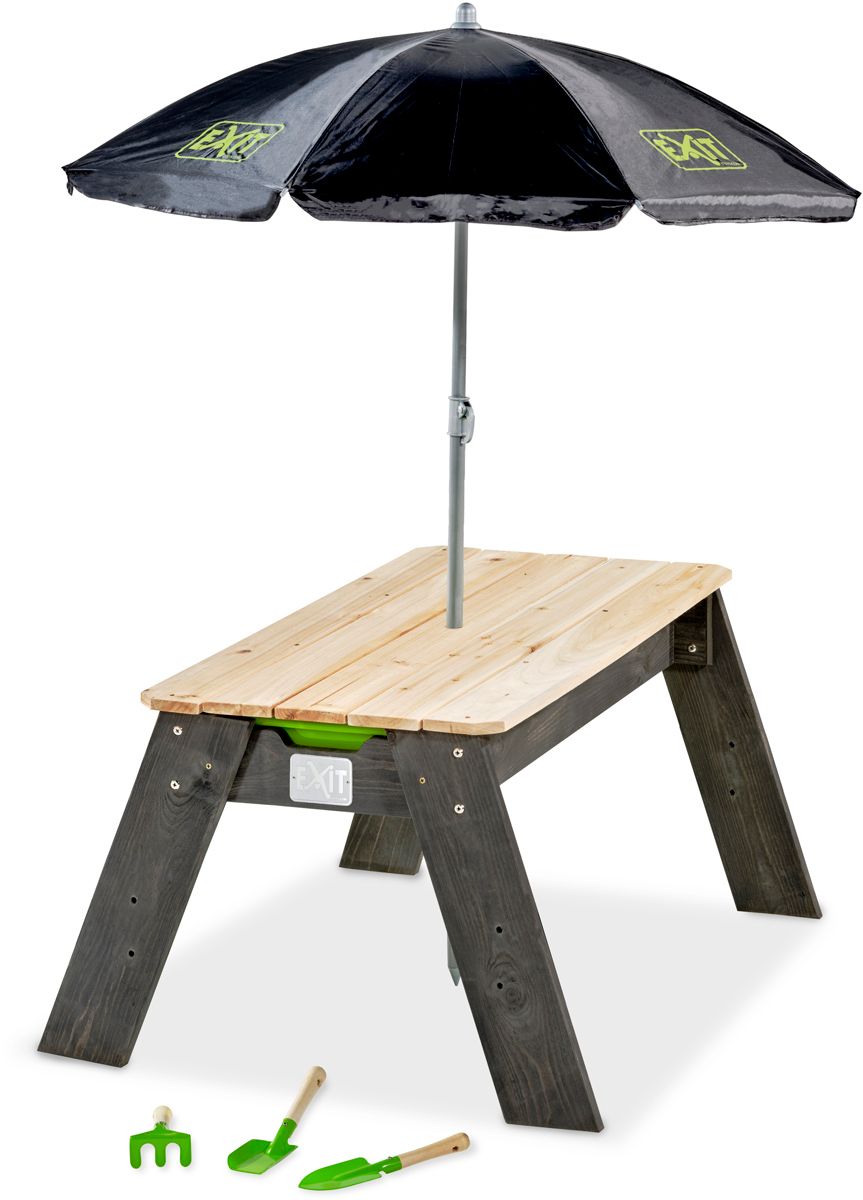 EXIT Aksent zand- en watertafel met parasol en tuingereedschap dicht