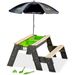 EXIT Aksent zand- water- en picknicktafel - 1 bankje met parasol en tuingereedschap