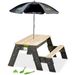 EXIT Aksent zand- water- en picknicktafel - 1 bankje met parasol en tuingereedschap dicht