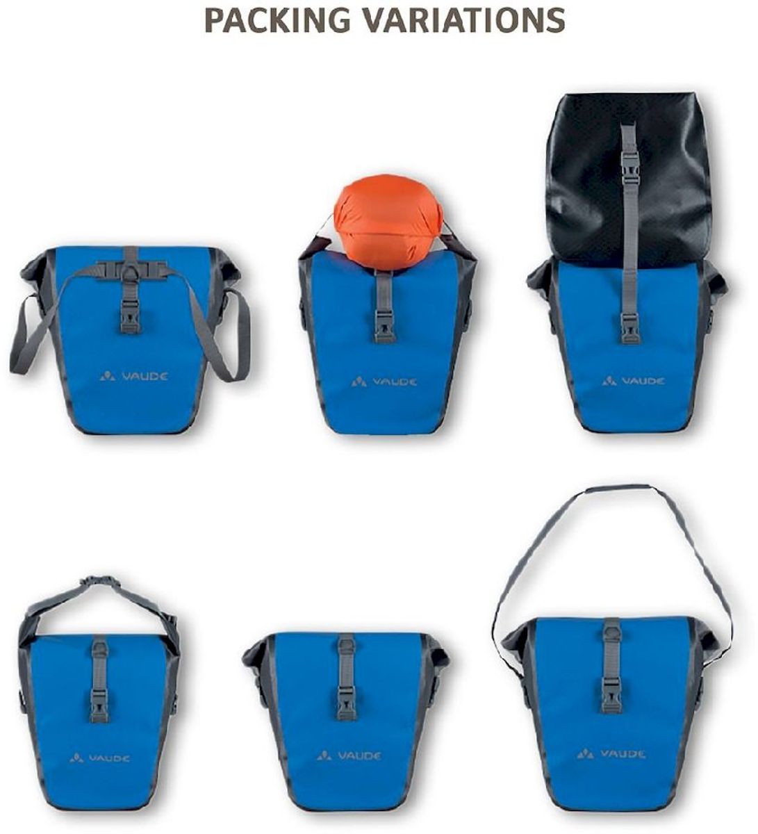 Vaude Aqua back dubbele fietstas - 48 liter - Groen variaties