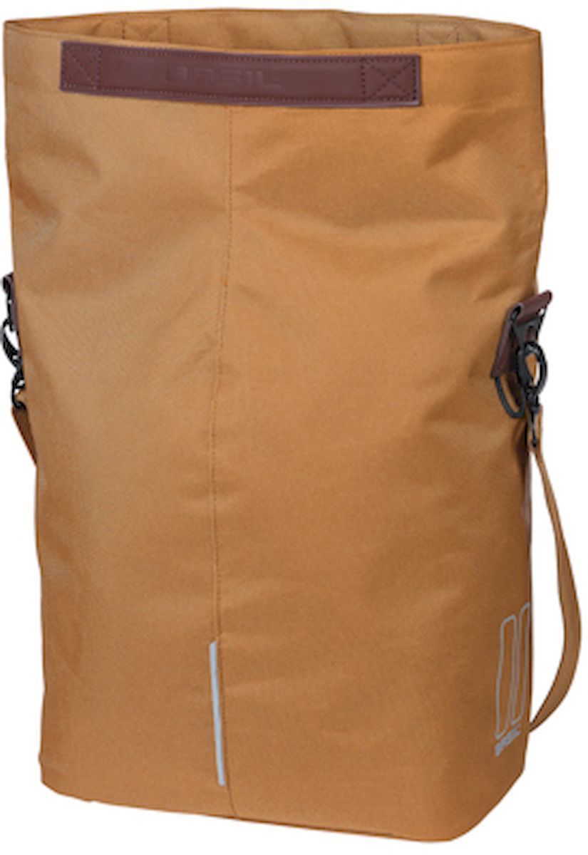Basil City enkele fietstas - 14-16 liter - Camel bruin - geopend