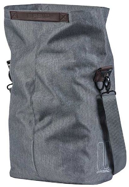 Basil City enkele fietstas - 14-16 liter - Grijs - geopend