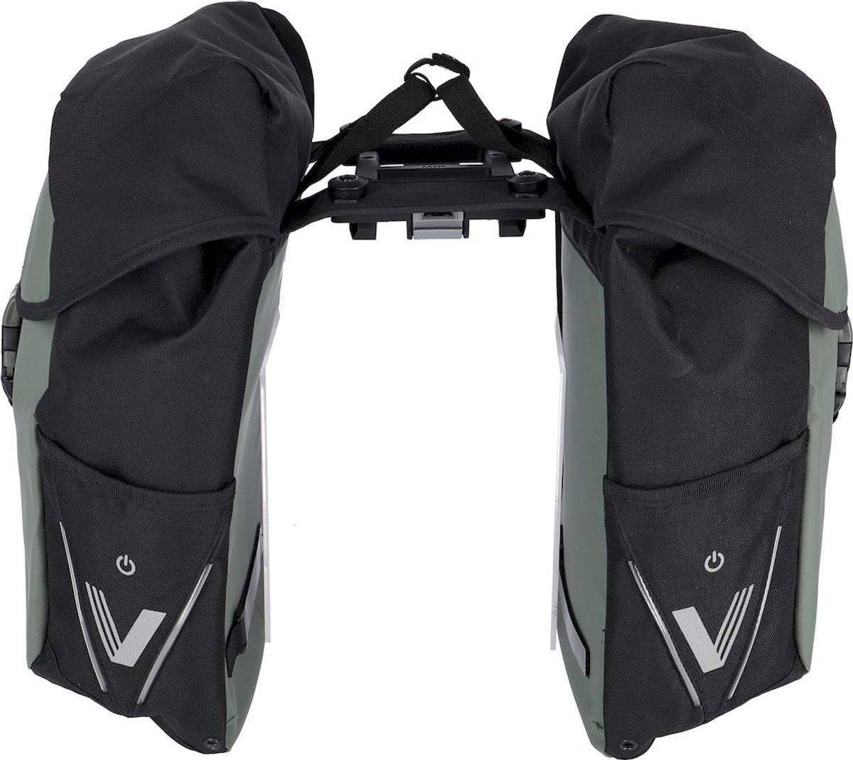 XLC V-light Active MIK dubbele fietstas - 34 liter - Zwart/groen achterkant