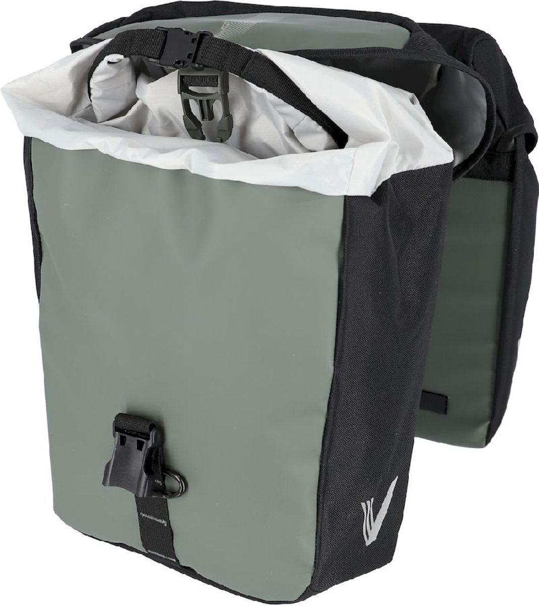 XLC V-light Active MIK dubbele fietstas - 34 liter - Zwart/groen zijkant