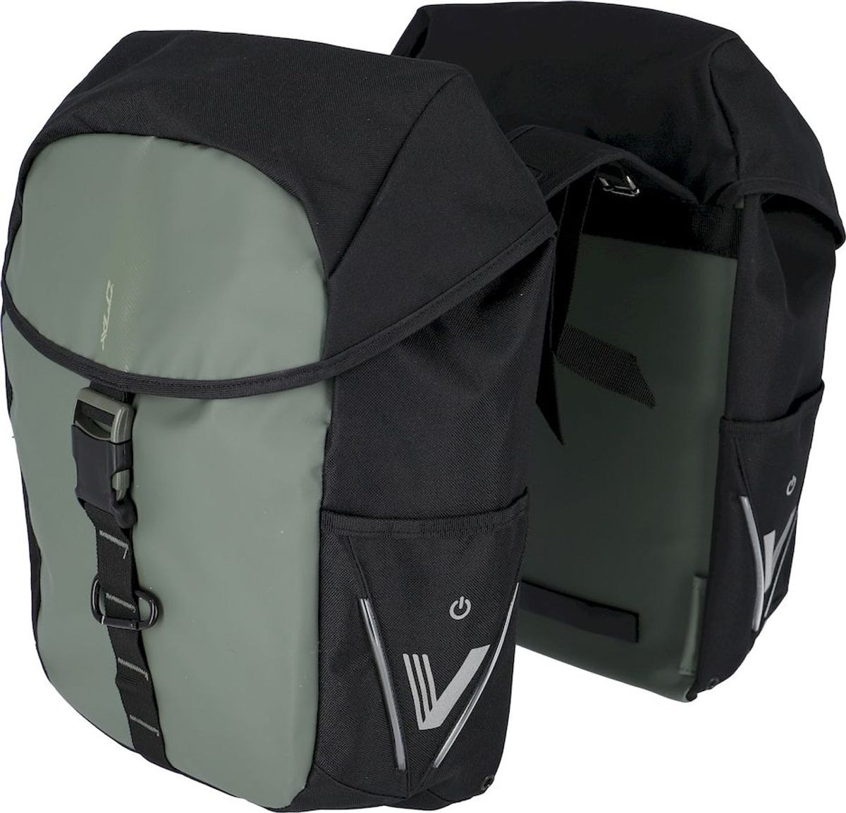 XLC V-light Active dubbele fietstas - 34 liter - Zwart/groen