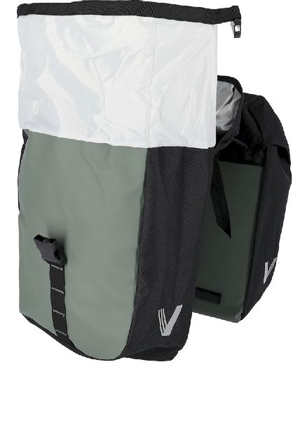 XLC V-light Active dubbele fietstas - 34 liter - Zwart/groen sluiting