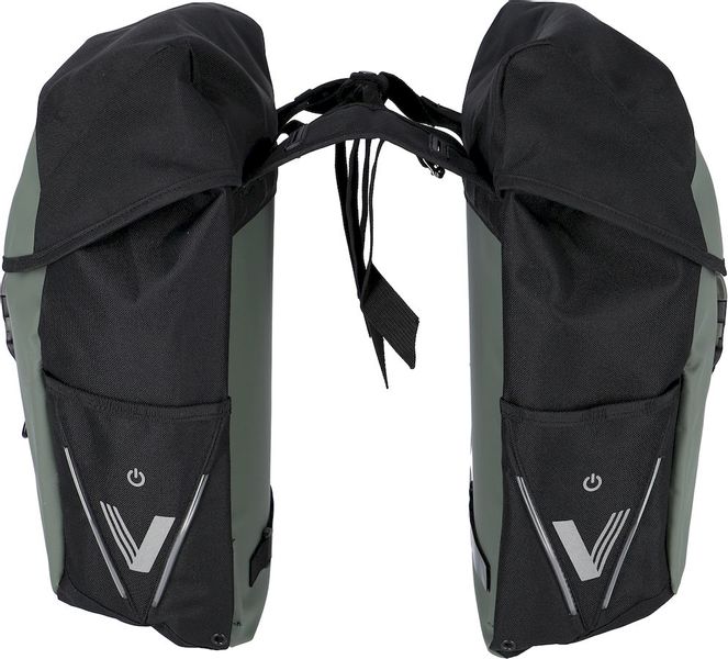 XLC V-light Active dubbele fietstas - 34 liter - Zwart/groen zijkant