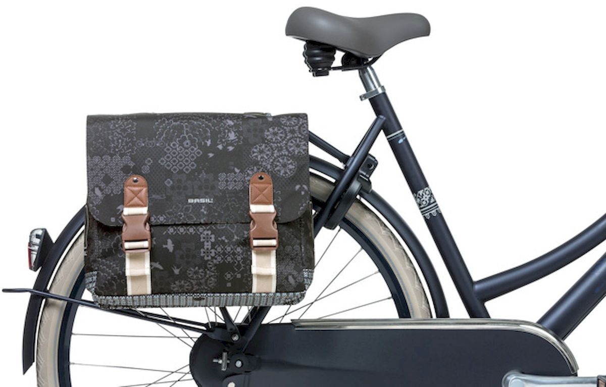 Basil Boheme dubbele fietstas - 35 liter - Zwart zijkant