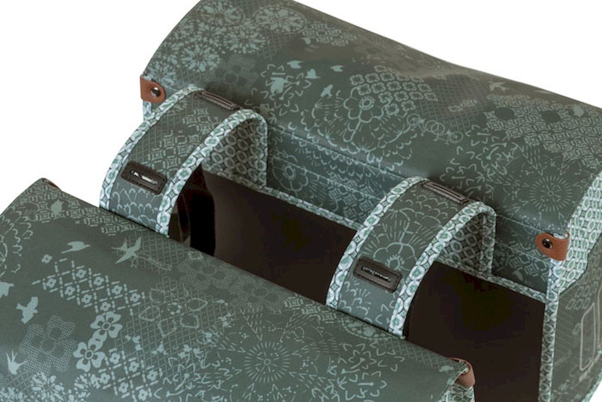 Basil Boheme dubbele fietstas - 35 liter - Forest bovenkant