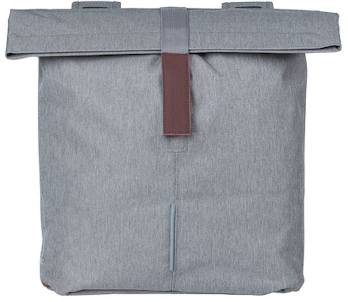 Basil City dubbele fietstas - 28/32 liter - Grijs voorkant