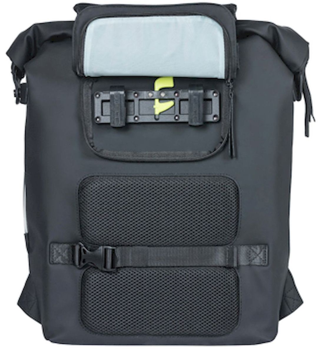 Basil SoHo enkele fietsrugzak - 17 liter - Zwart - achterkant - haak systeem