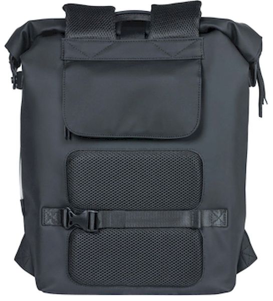 Basil SoHo enkele fietsrugzak - 17 liter - Zwart - achterkant - afsluitbaar ritsvakje