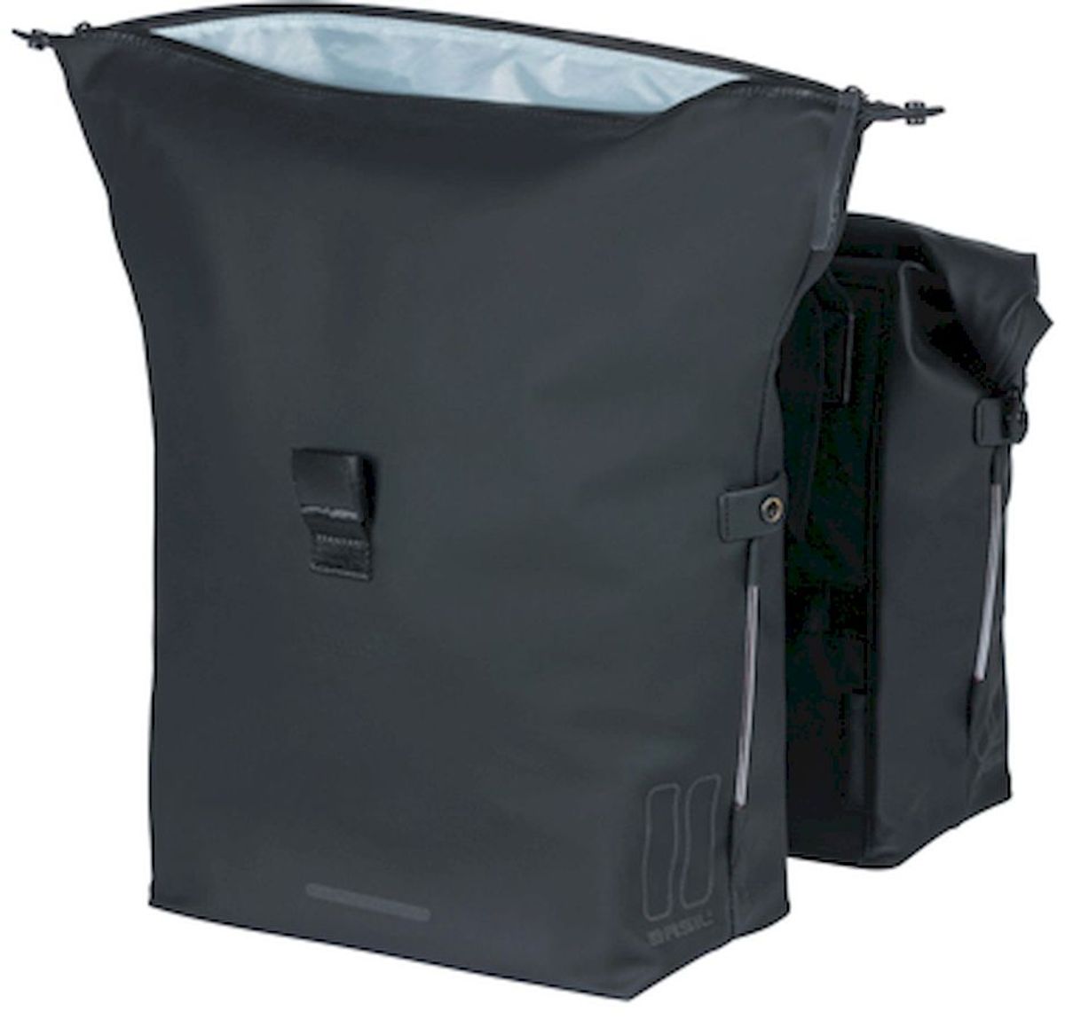 Basil SoHo dubbele fietstas - 41 liter - Zwart - geopend