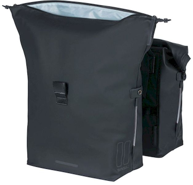Basil SoHo dubbele fietstas - 41 liter - Zwart - geopend
