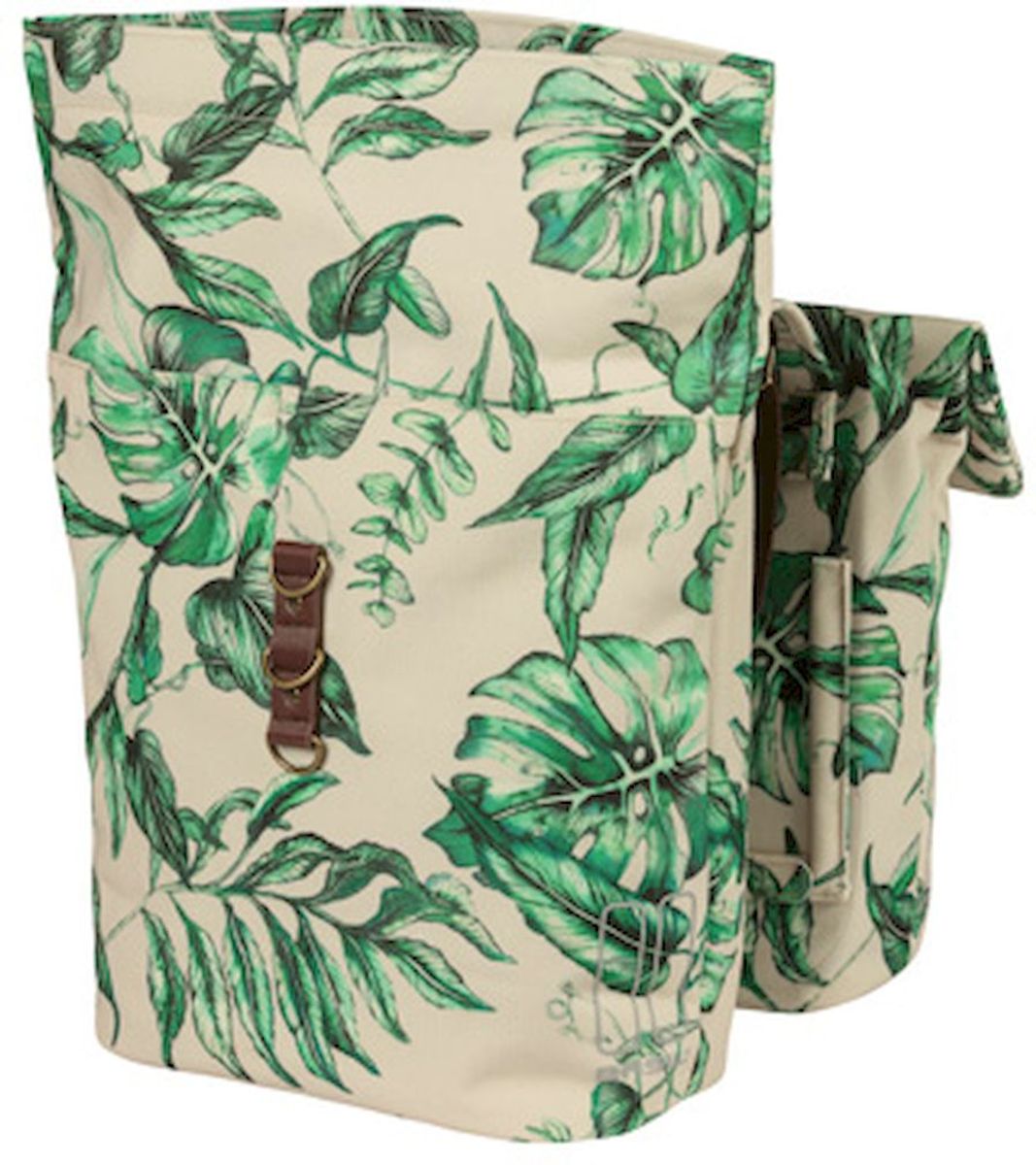 Basil Ever-Green dubbele fietstas - 28/32 liter - Beige open