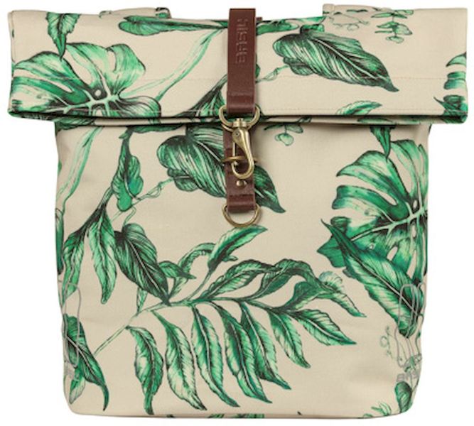 Basil Ever-Green dubbele fietstas - 28/32 liter - Beige voorkant