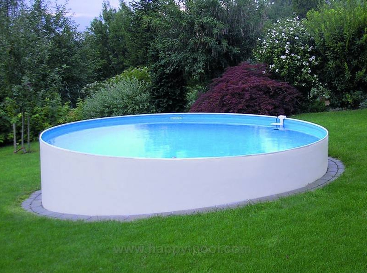 Happy Pool metalen zwembad Ø4,00 x 150cm - half ingebouwd