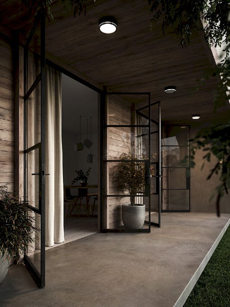 Nordlux Ava smart wandlamp, sfeerfoto als plafondlamp